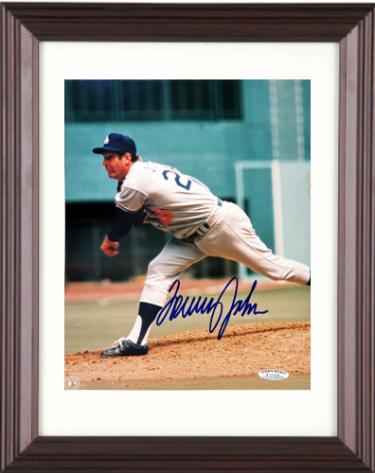 Tommy John signed Los Angeles Dodgers MLB Licensed 8x10 Photo Custom Framing imperfect- Sports World Collectibles COA