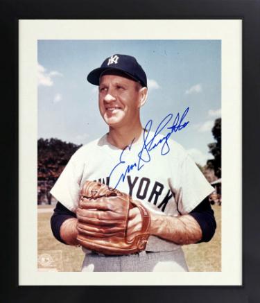 Enos Slaughter signed New York Yankees MLB 8x10 Photo imperfect Custom Framing- COA (HOF/10XAS)