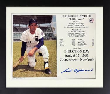 Luis Aparicio signed Chicago White Sox MLB Licensed Hall of Fame Induction Day 8x10 Photo/Card Custom Framing- COA