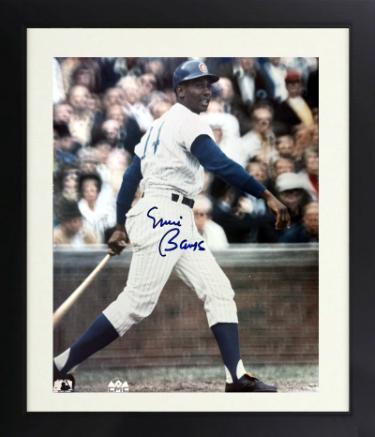 Ernie Banks signed Chicago Cubs MLB Licensed 8x10 Photo minor dings Custom Framing- COA (HOF)