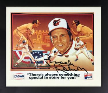Brooks Robinson signed Baltimore Orioles Crown Fast Fare 8x10 Photo imperfect Custom Framing- COA (HOF/16GG)