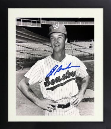 Ed Brinkman signed Washington Senators Vintage B&W 8x10 Photo Custom Framing- COA/Show Ticket