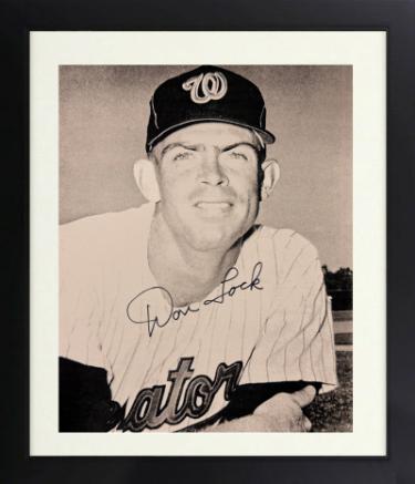 Don Lock signed Washington Senators Vintage B&W 8x10 Photo Custom Framing- COA