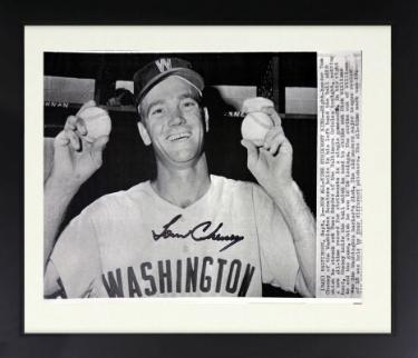 Tom Cheney signed 1962 Washington Senators 7.5x10.5 Photo Custom Framing- COA 21 Strikeouts/K's