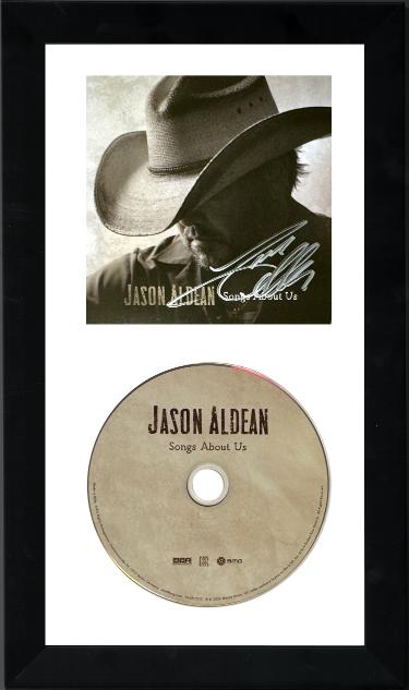 Jason Aldean signed 2026 Songs About Us 4.75x4.75 Art Card Insert/CD 6.5x12 Custom Framing- COA