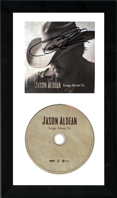 Jason Aldean signed 2026 Songs About Us 4.75x4.75 Art Card Insert/CD 6.5x12 Custom Framing- COA