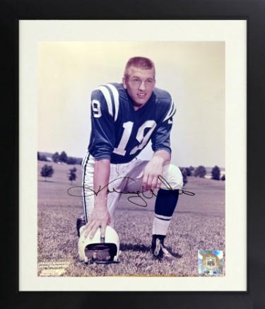 Johnny Unitas signed Baltimore Colts 8x10 Photo Framed imperfect- Beckett Review (HOF)