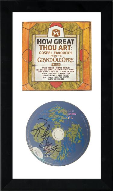 Ricky Skaggs, Sharon & Buck White triple signed 2008 How Great Thou Art Gospel Favorites CD w/Cover Booklet 6.5x12 Framing� JSA