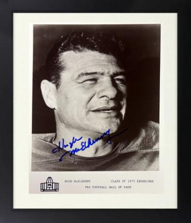 Hugh McElhenny signed 49ers Class of 1970 Enshrinee NFL Pro Football Hall of Fame 8x10 Photo Custom Framing imperfect- COA