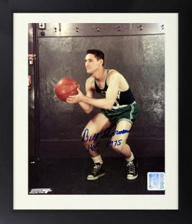 Bill Sharman signed Boston Celtics NBA 8x10 Photo Custom Framing w/ HOF 1975 Minor Dings- COA