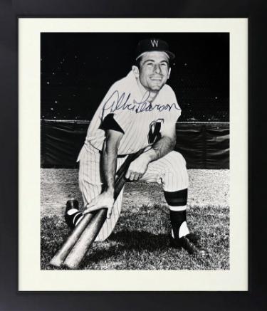 Albie Pearson signed Washington Senators B&W 8x10 Photo Custom Framing imperfect- COA (58 ROY)