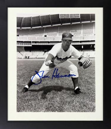 Jim Hannan signed Washington Senators 8x10 Photo Custom Framing imperfect- COA/Show Ticket