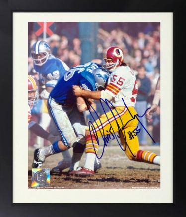 Chris Hanburger signed Washington NFL Licensed 8x10 Photo Custom Framing #55 imperfect-COA (HOF/9X Pro Bowl/Hangman)