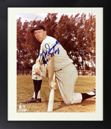 Gil McDougald signed New York Yankees MLB 8x10 Photo Custom Framing 1951 AL ROY minor dings- COA