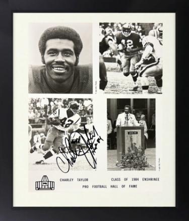 Charley Taylor signed Washington Class of 1984 Enshrinee Pro Football Hall of Fame 8x10 Photo Custom Framing HOF imperfect- COA