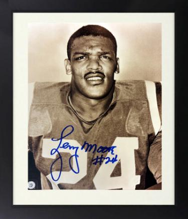 Lenny Moore signed Baltimore Colts NFL Sepia 8x10 Photo Custom Framing imperfect #24- COA (HOF)