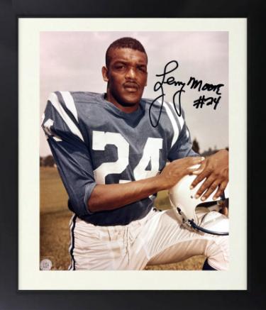 Lenny Moore signed Baltimore Colts NFL Licensed 8x10 Photo Custom Framing imperfect #24-COA (HOF)