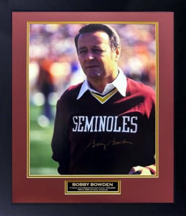 Bobby Bowden signed Florida State Seminoles 16X20 Photo Framed imperfect- COA