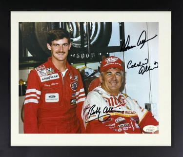 Bobby Allison/Donnie Allison/Eddie Allison triple signed NASCAR 8x10 Photo Custom Framing- JSA #II11664 (w/ Davey Allison)