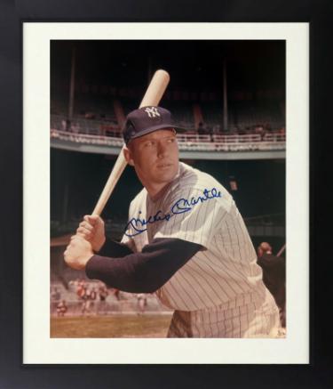 Mickey Mantle signed New York Yankees MLB 8x10 Photo Custom Framing Imperfect - Beckett Review