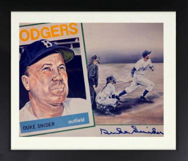 Duke Snider signed Brooklyn Dodgers 8x10 Photo/Lithograph Custom Framing imperfect- COA (HOF)