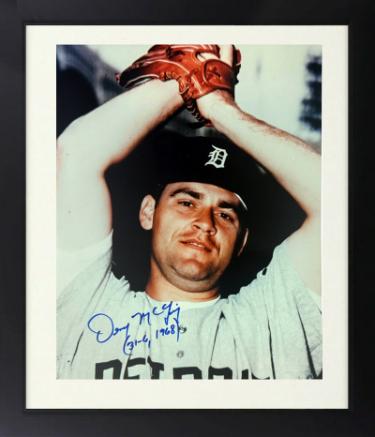 Denny McLain signed Detroit Tigers 8x10 Photo Custom Framing w/ 31-6, 1968 Insc imperfect- COA