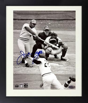 Joe Morgan signed Cincinnati Reds MLB Licensed 8x10 Photo Custom Framing imperfect- Steiner Holo/COA (HOF)
