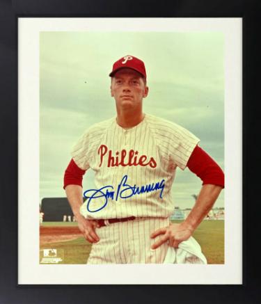 Jim Bunning signed Philadelphia Phillies MLB 8x10 Photo Custom Framing- COA (HOF/6-21-64 PG)