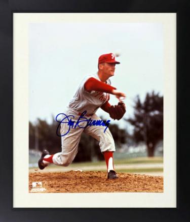 Jim Bunning signed Philadelphia Phillies MLB 8x10 Photo Custom Framing- COA (HOF/6-21-64 PG)