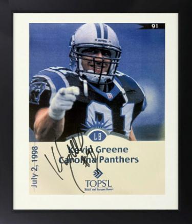 Kevin Greene signed Carolina Panthers 8.5x11 Photo Custom Framing- COA (On Paper/Beach Resort)