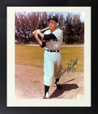 Enos Slaughter signed New York Yankees MLB 8x10 Photo Custom Framing imperfect- COA (HOF/10XAS)