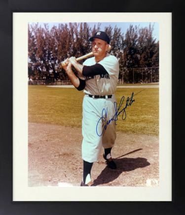 Enos Slaughter signed New York Yankees MLB 8x10 Photo Custom Framing imperfect- COA (HOF/10XAS)