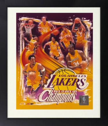 Los Angeles Lakers 2001 Back-to-Back NBA Champions 8x10 Photo Custom Framing (Kobe Bryant)- NEW