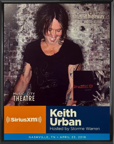 Keith Urban signed 2018 Graffiti U 22x28 Poster Custom Framing SiriusXM Music City Theatre imperfect- COA (VERY RARE)