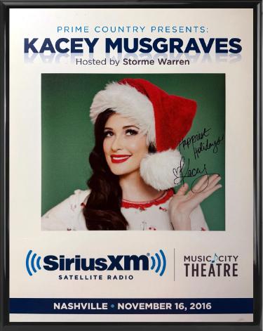 Kacey Musgraves signed 2016 Prime Country Presents 22"x28" Poster Custom Framing SiriusXM Music City Theatre w/ Happiest Holidays! imperfect- COA