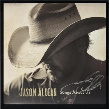 Jason Aldean signed 2026 Songs About Us Album Cover/2XLP/Vinyl Record Custom Framing- COA/NEW