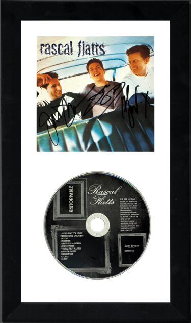 Rascal Flatts Band signed 2000 Lyric St Records�Debut Album Cover/CD 6.5x12 Custom Framing- 3 Sigs-COA Levox/Rooney/DeMarcus (Country/Pop)