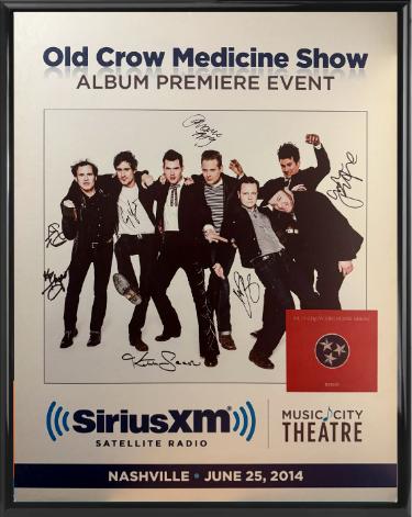 Old Crow Medicine Show signed 2014 Remedy Album Premiere Event 22"x28" Poster Custom Framing SiriusXM Music City Theatre- 7 SIGS- COA