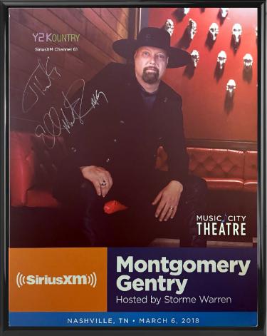 Montgomery Gentry signed 2018 22"x28" Poster SiriusXM Y2K Music City Theatre Custom Framing- COA