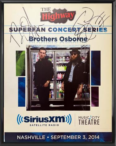 Brothers Osborne signed 2014 Superfan Concert Series 22"x28" Poster SiriusXM Music City Theatre Custom Framing- COA/RARE