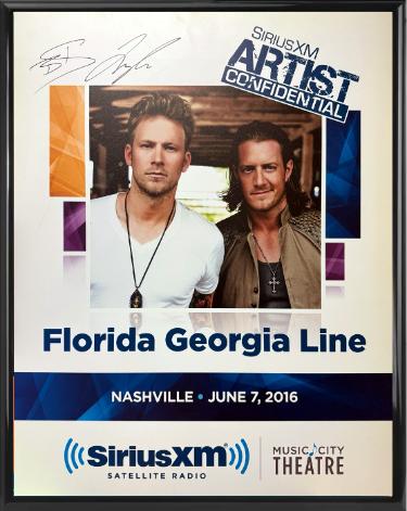 Florida Georgia Line signed 2016 SiriusXM Artist Confidential 22"x28" Poster Custom Framing SiriusXM Music City Theatre- COA (Tyler Hubbard/Brian Kelley)