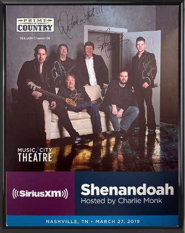 Shenandoah Band signed 2019 Prime Country 22x28 Poster Custom Framing SiriusXM Music City Theatre- 4 Sigs- COA (Marty Raybon/Mike McGuire/Donnie Allen/Paul Sanders)