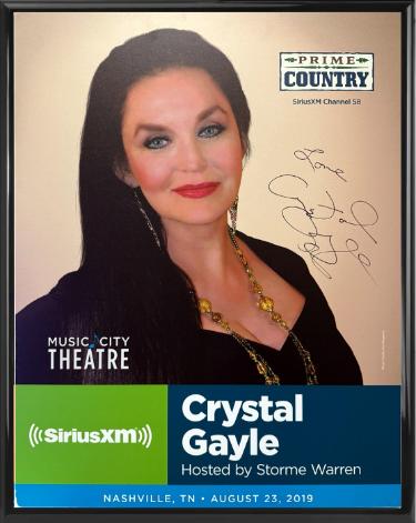 Crystal Gayle signed 2019 Prime Country 22"x28" Poster Custom Framing SiriusXM Music City Theatre- COA