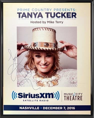 Tanya Tucker signed 2016 Prime Country Presents 22"x28" Poster Custom Framing SiriusXM Music City Theatre- COA
