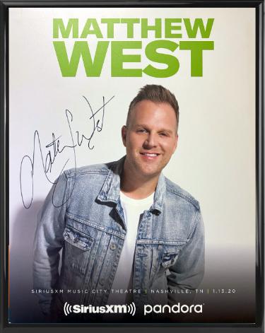 Matthew West signed 2020 22"x28" Poster Custom Framing Pandora-SiriusXM Music City Theatre- COA