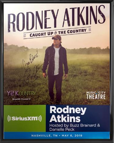 Rodney Atkins signed 2019 Caught Up In The Country 22"x28" Poster Custom Framing SiriusXM Y2K Country Music City- COA
