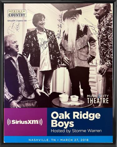 Oak Ridge Boys signed 2018 Prime Country 22x28 Poster Custom Framing- 4 SIGS- SiriusXM Music City Theatre- COA (Duane Allen/Richard Sterban/William Lee Golden/Joe Bonsall)