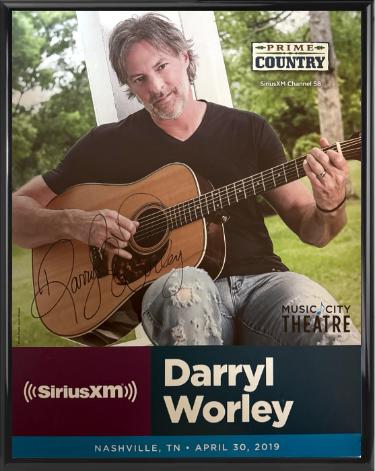 Darryl Worley signed 2019 Prime Country 22"x28" Poster Custom Framing SiriusXM Music City Theatre- COA