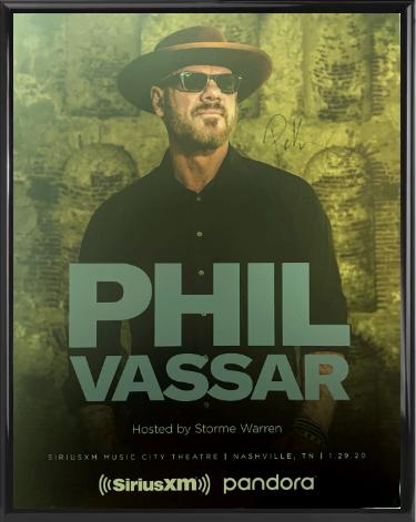 Phil Vassar signed 2020 22"x28" Poster Custom Framing SiriusXM Music City Theatre imperfect- COA