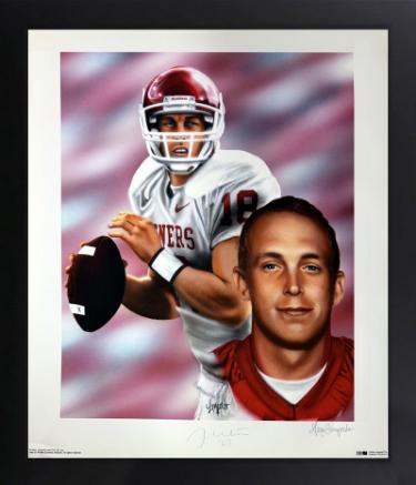 Jason White signed Oklahoma Sooners 20x24 Lithograph '03 Heisman Custom Framing- COA